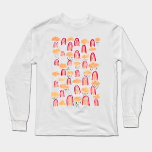 sweet rainbow, clouds and rain pattern Long Sleeve T-Shirt